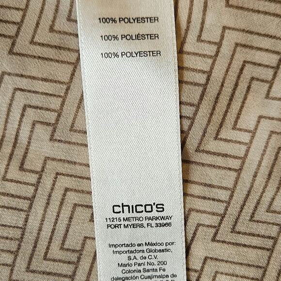 Chico's Women's Tunic Blouse VNeck Beaded Rolled Sleeves Brown Size 2 (Large) - Picture 8 of 10